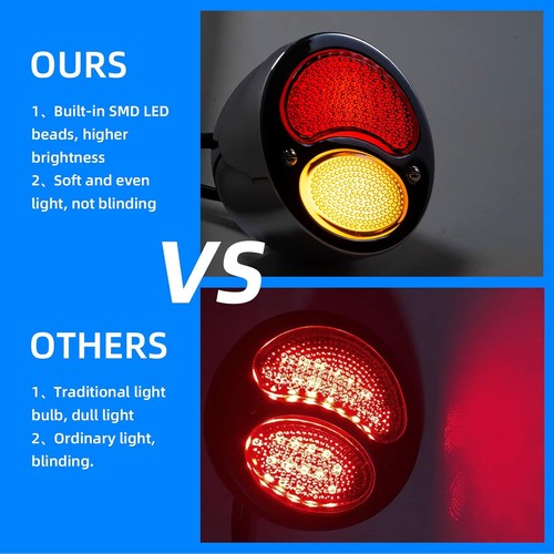 Vintage LED Tail Lights For Motorcycle Truck Classic Cars, Matte Black - Picture 2 of 9