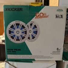 Pair of Kicker KM 6.5" 4-Ohm RGB LED 15-50W RMS Coaxial Marine Speakers