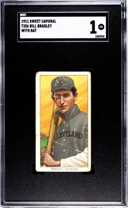 1911 Sweet Caporal (T206) Bradley, Bill With Bat SGC 1