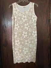 NWT Simply Couture Womens Ivory/Gold Cocktail Dress S