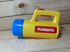 Vintage Playskool Yellow Flashlight 1980’s Red + Green Lenses Tested Working