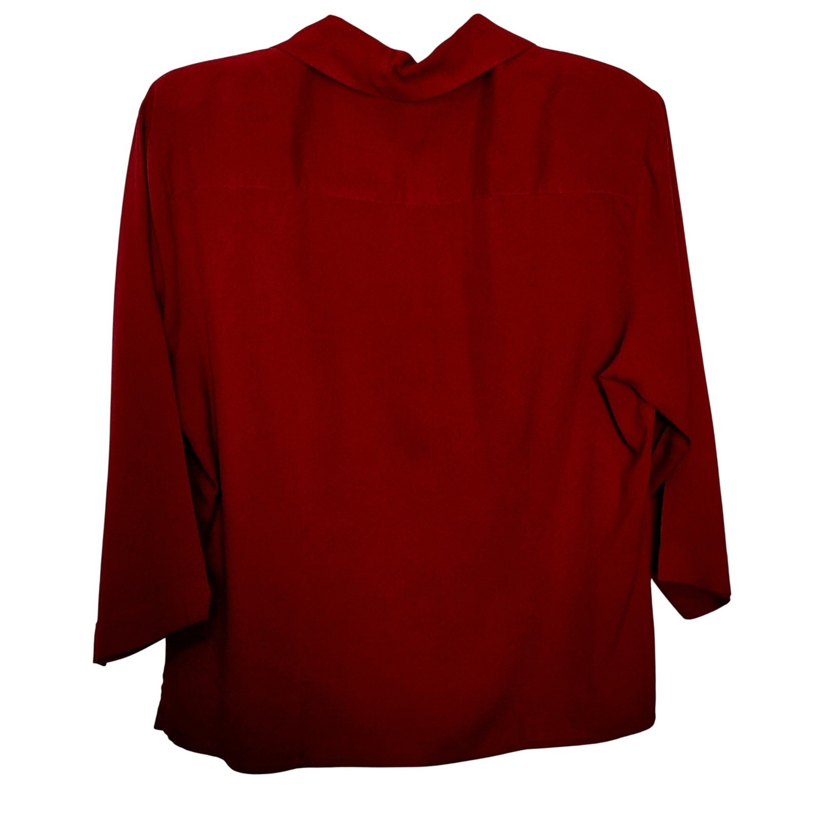 NOTATIONS Silk Deep Red Button Front 3/4 Sleeve C… - image 7