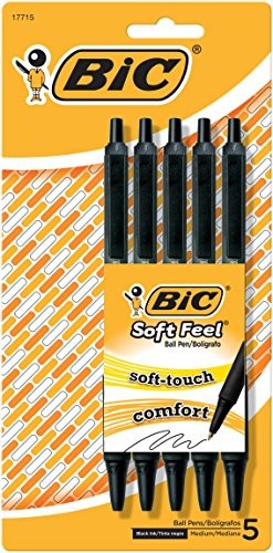 Soft Feel Kugelschreiber 5 Stück Schwarz, Mittlere Spitze - Bild 2 von 3