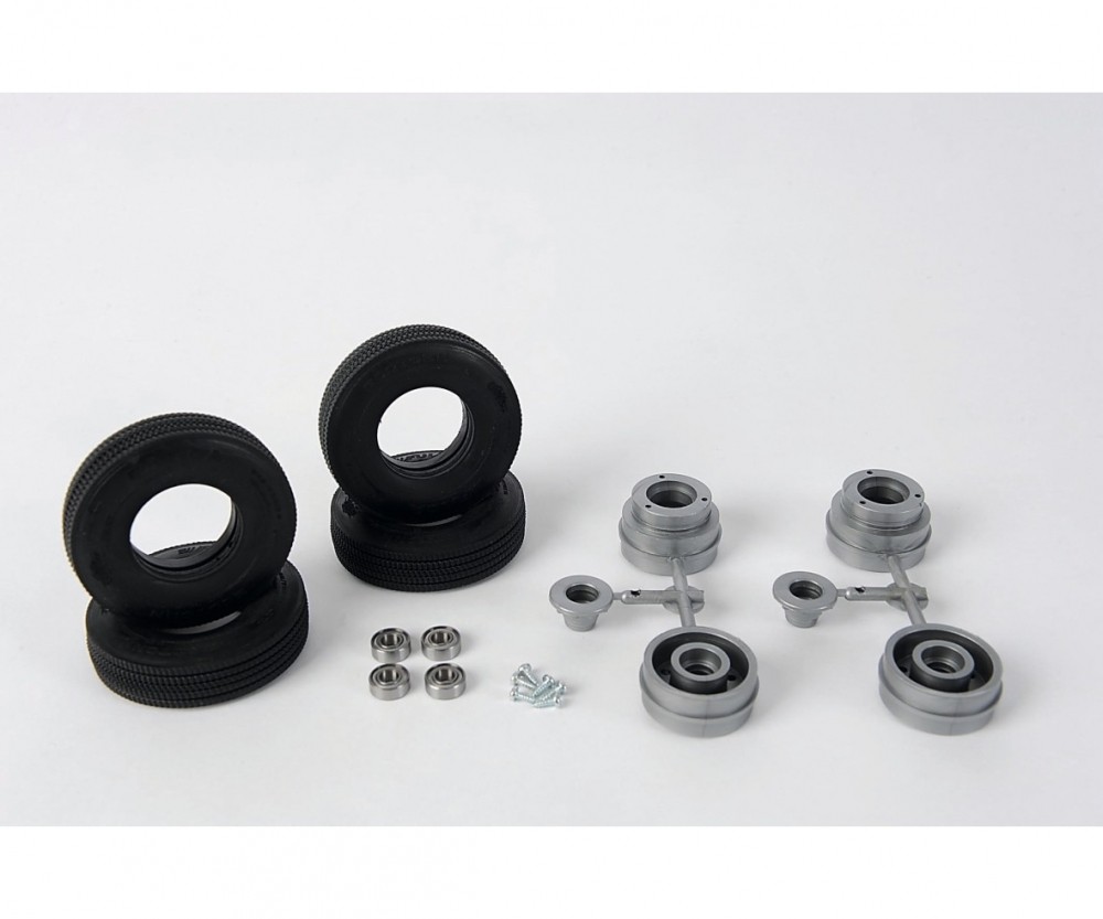 Carson 500907141 - 1:14 Low Loader Tires/Wheels Fulda/Saf(2) - New