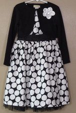 Girl's Dress Size 6- Jenny  Me Sleeveless with Shrug. Black, White Polka Dots
