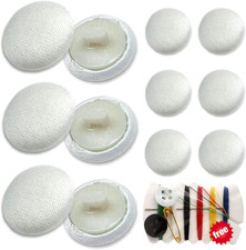 Satin Buttons, White Fabric Covered Button with Shank 10Pcs round Satin White