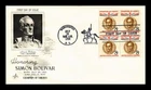 US COVER SIMON BOLIVAR CHAMPION OF LIBERTY FDC BLOCK OF 4 ARTCRAFT