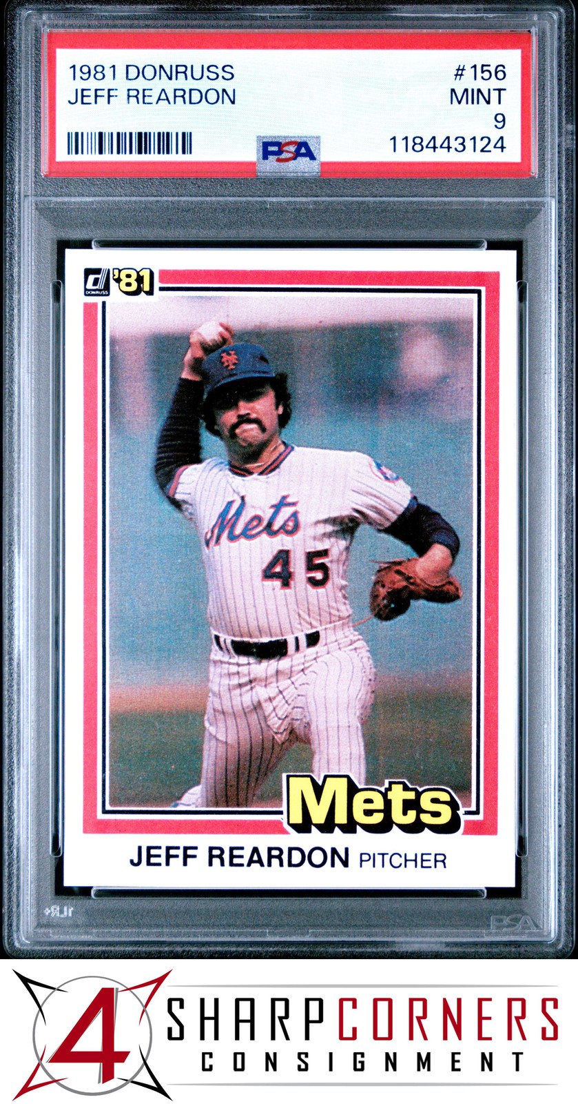 1981 DONRUSS #156 JEFF REARDON RC METS PSA 9