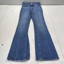 Old Navy Flare Jeans Womens 8 Tall Blue Wash Extra High Rise Stretch Denim
