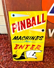 HAND PAINTED Vintage Carnival PINBALL Machines ARCADE Sign Circus Amusement Park