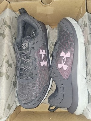 Under Armour Charged Assert 10 Women s Gray Mesh Lace-Up Logo Sneaker 3026179