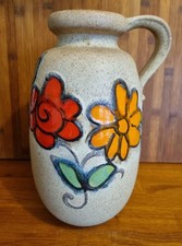 Vase Scheurich West Germany 484 27 Années 70 Motif Fleurs