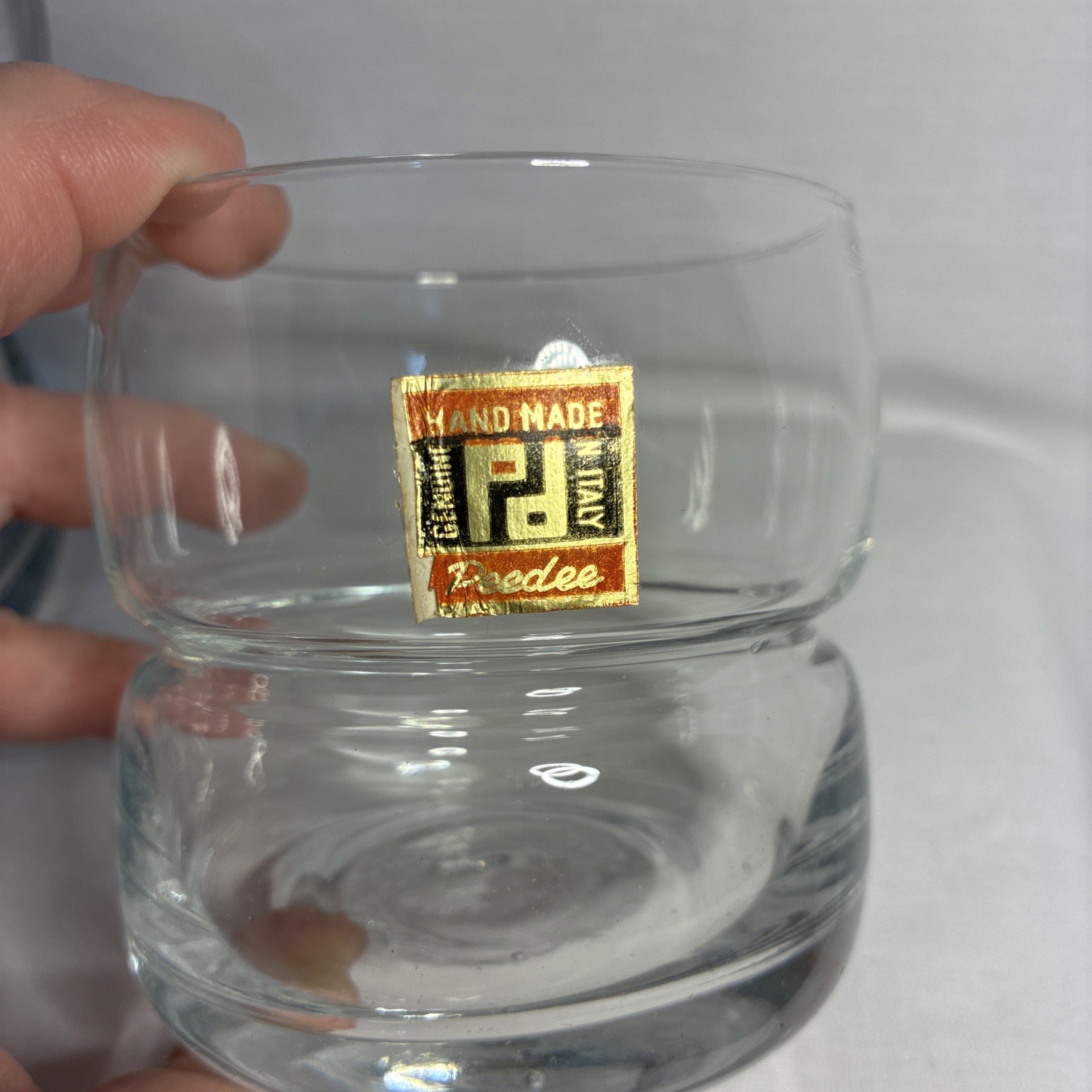 Pitcher And 6 Glasses /Tumblers Vtg. Hand Blown In Italy Never used Clear Glass