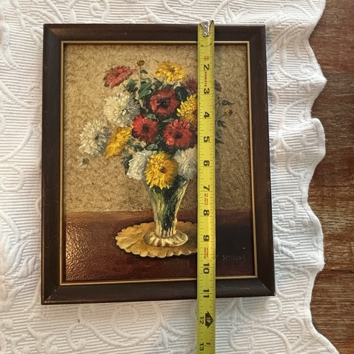 Vintage Still Life Oil Painting by Ernst Schildt Floral Mums On Vase Signed - Picture 11 of 12