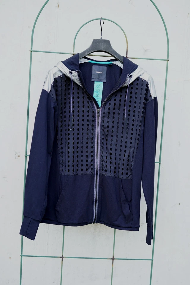 Chaqueta de motocicleta Diesel X 2017 negra metálica con cremallera precio de venta sugerido por el fabricante 350 USD Foto 4 de 4