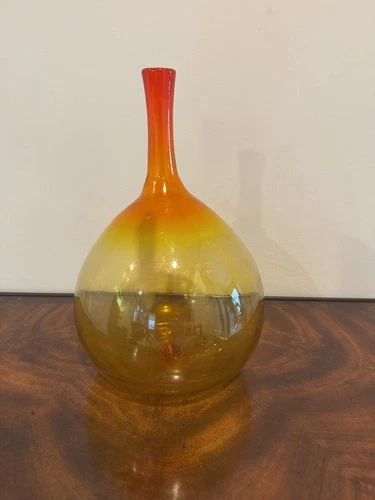 Vintage Blenko Glass Decanter Amberina 15" Tall NO STOPPER