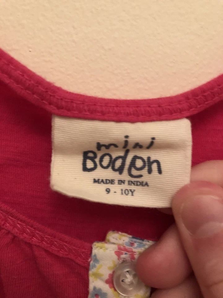 Mini Boden Deep Pink Floral Button Front Short Sleeve Top Tunic Size 9-10 Years - Image 2 of 4