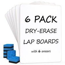 6 Pack Small White Board Dry Erase Classroom Pack Boards 9"x12  Personal Whit...