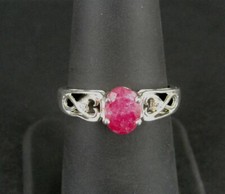 Ring Silver Pinkish Red Stone Cubic Zirconia Sterling 925 Band Size 7 1/4 Ring
