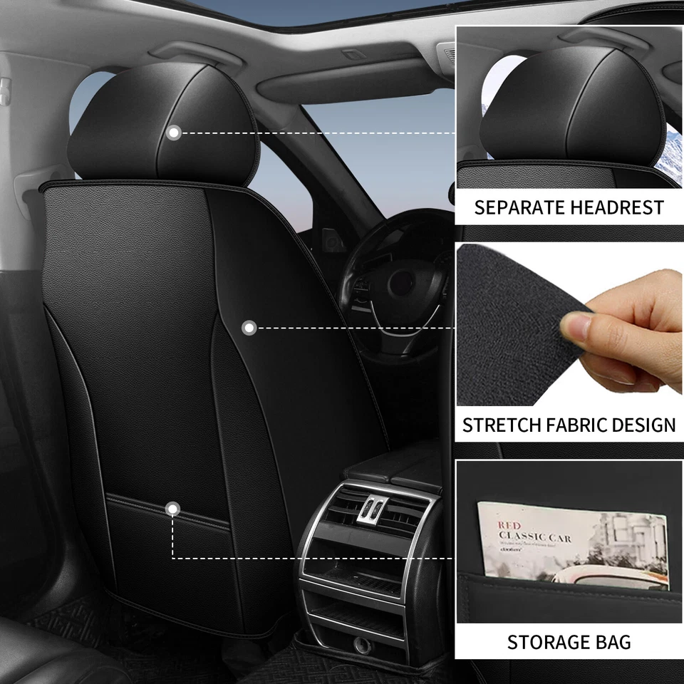 For NISSAN Sentra 2008-2024 PU Leather 5 Seat Covers Car Front Rear Cushion Pad - Imagem 3 de 4
