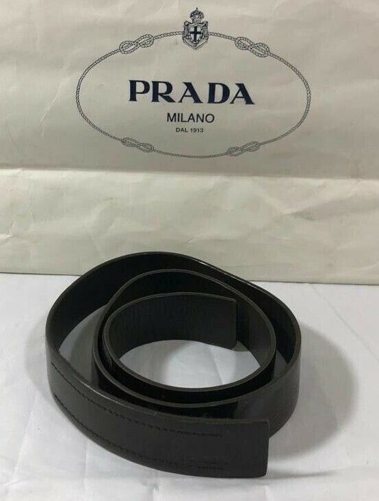 Authentic Prada Women's Belt Medium Brown Leather Hook & Loop Size