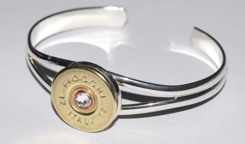 Fiocchi Italy 12 Gauge Shotgun Shell Bullet Bracelet Cuff Silver Plate