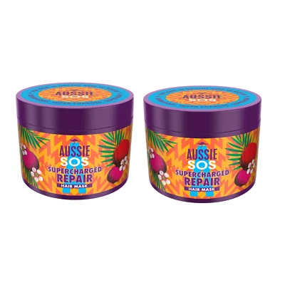 2x Aussie SOS Supercharged Repair Hair Mask 450ml for Dry and Damaged Hair - Image 1 of 4
