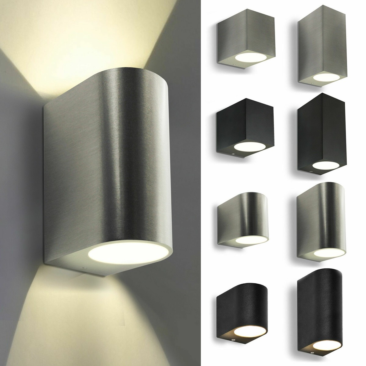 LED Wandleuchte Außenleuchte Edelstahl-gebürstet-Optik / schwarz 