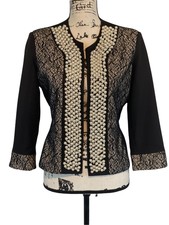 Rinascimento Black Pearl/lace Eye & Hook Closure Jacket Size Large