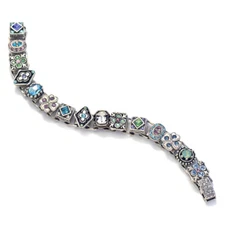 Blue Crystal on Silver Line Bracelet by Sweet Romance USA