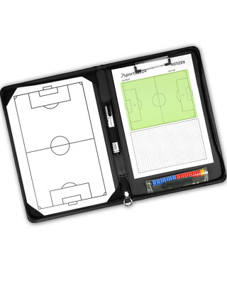 Taktikmappe 23 x 34 cm schwarz Tactic Board Trainermappe Fußball