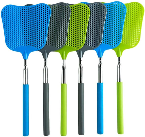 6 Packs Fly Swatter Telescopic Flyswatter Heavey Duty Set Stainless Steel Extend