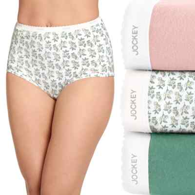 Women Jockey underwear 3-Pack Briefs Classic Comfort Cool BRIGHT BLOOM Cotton