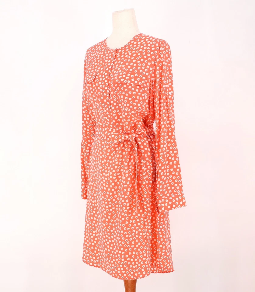 J. MCLAUGHLIN 100% Silk Half Placket Long Sleeve Dress Orange Size M - Image 2 of 4