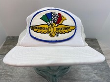 VINTAGE Indianapolis Motor Speedway Hat Indy 500 Mesh SnapBack Trucker USA white