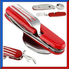 Set Posate Cucchiaio Coltello Forchetta Apriscatole da Campeggio Viaggio Mare