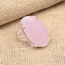 Lavish Pink Chalcedony Gemstone Handmade 925 Sterling Silver Ring Jewelry