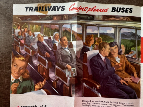 Vtg 1949 National Trailways Bus System Color Illustrated United States Map 18x24 - Picture 6 of 9