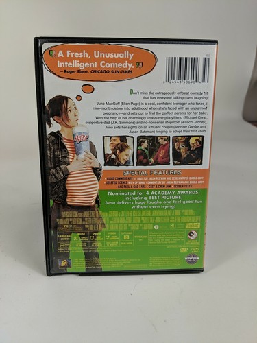 Juno -DVD- 2007 Drama/Romance Elliot Page Michael Cera Jennifer Garner like new - Picture 2 of 5