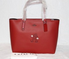    Coach x Disney Mickey Mouse Central Tote Large Red Leather Bag Handbag Purse