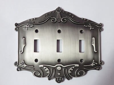 MYKNOBS Victorian Style Triple Toggle Switchplate in Antique Pewter