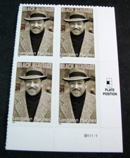US Plate Block Stamp Scott# 3557 Langston Hughes 2002 MNH L591