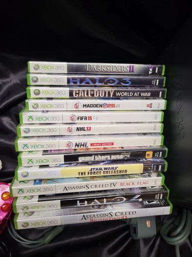 Xbox 360 120GB Hard Drive Black Console BUNDLE W 2 Wired Controllers 12 Games - Picture 6 of 8