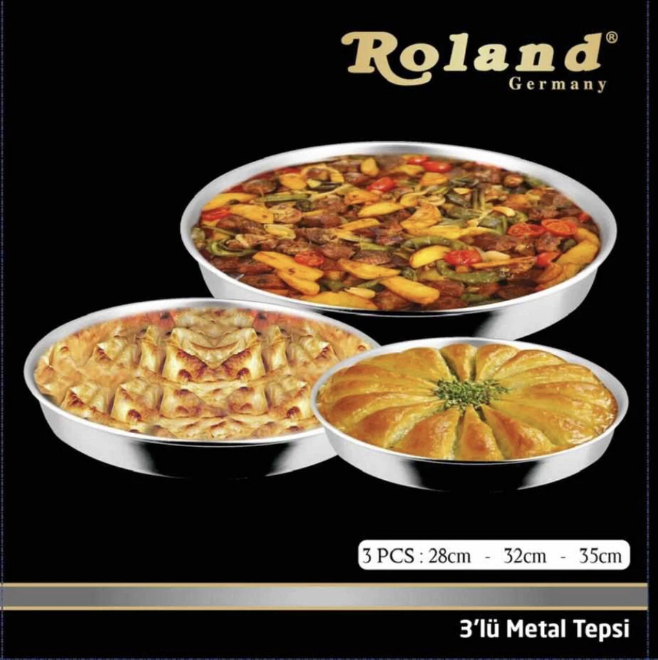 Backofenblech 28/32/36 cm 3er-Set Edelstahl Backblech Backform Blech Tepsi - Bild 2 von 3