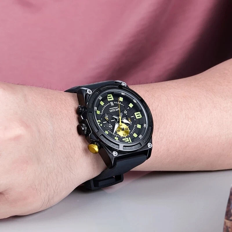 Reloj pulsera MEGIR correa de silicona cronógrafo impermeable deportivo informal para hombre Foto 2 de 4