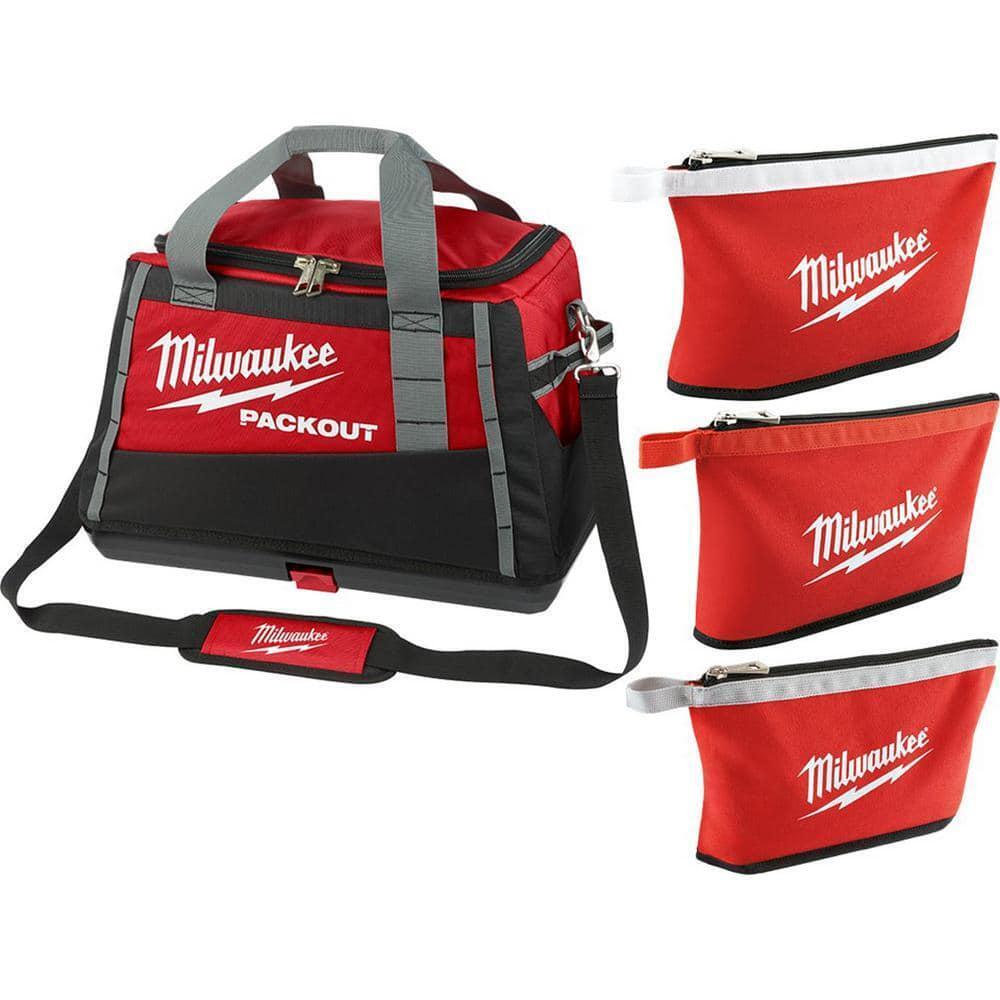 20 in. PACKOUT Tool Bag W/ Multi-Size Zipper Tool Bags in Red (3-Pack) 20 in. PACKOUT Tool Bag W/ Multi-Size Zipper Tool Bags in Red (3-Pack)