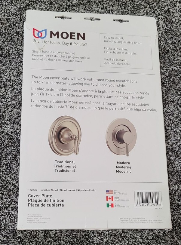 MOEN Cover Plate Brushed Nickel Finish 1920BN