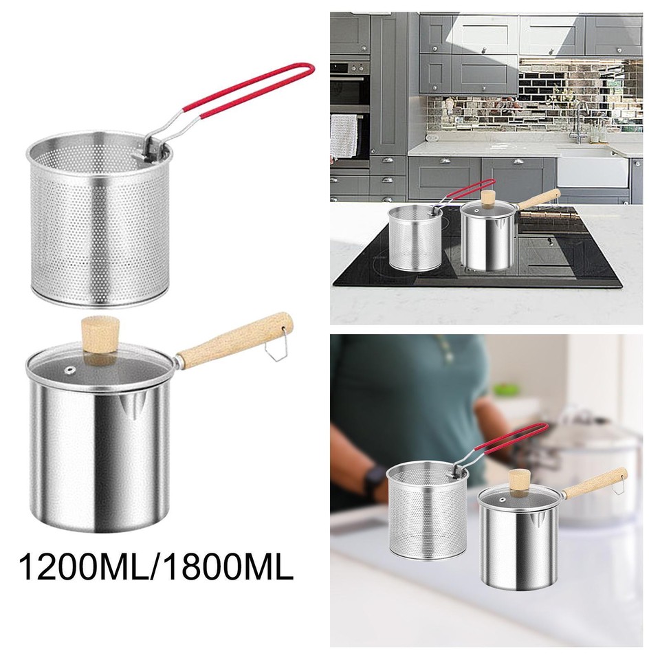 Pentola Per Friggere In Acciaio Inox - Con Cestello E Coperchio, Multifunzione, Per Casa E Outdoor - Foto 5