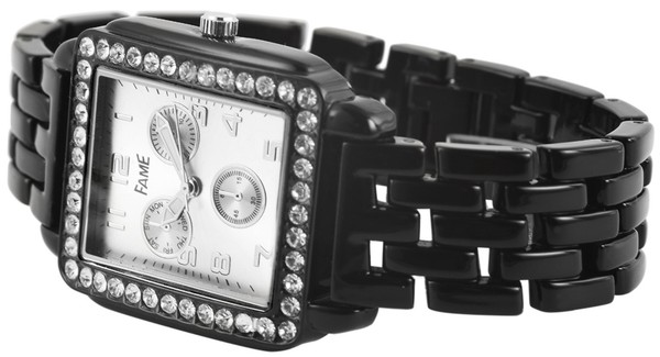 Fame Damenuhr Uhr Analog Armbanduhr Crystal Steinbesatz Gliederband Schmuck #054-image