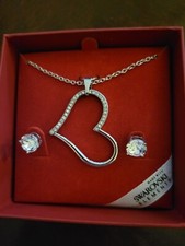 Heart Necklace - Swarovski Crystals W/ Earrings. In Box - Valetines Day Gift